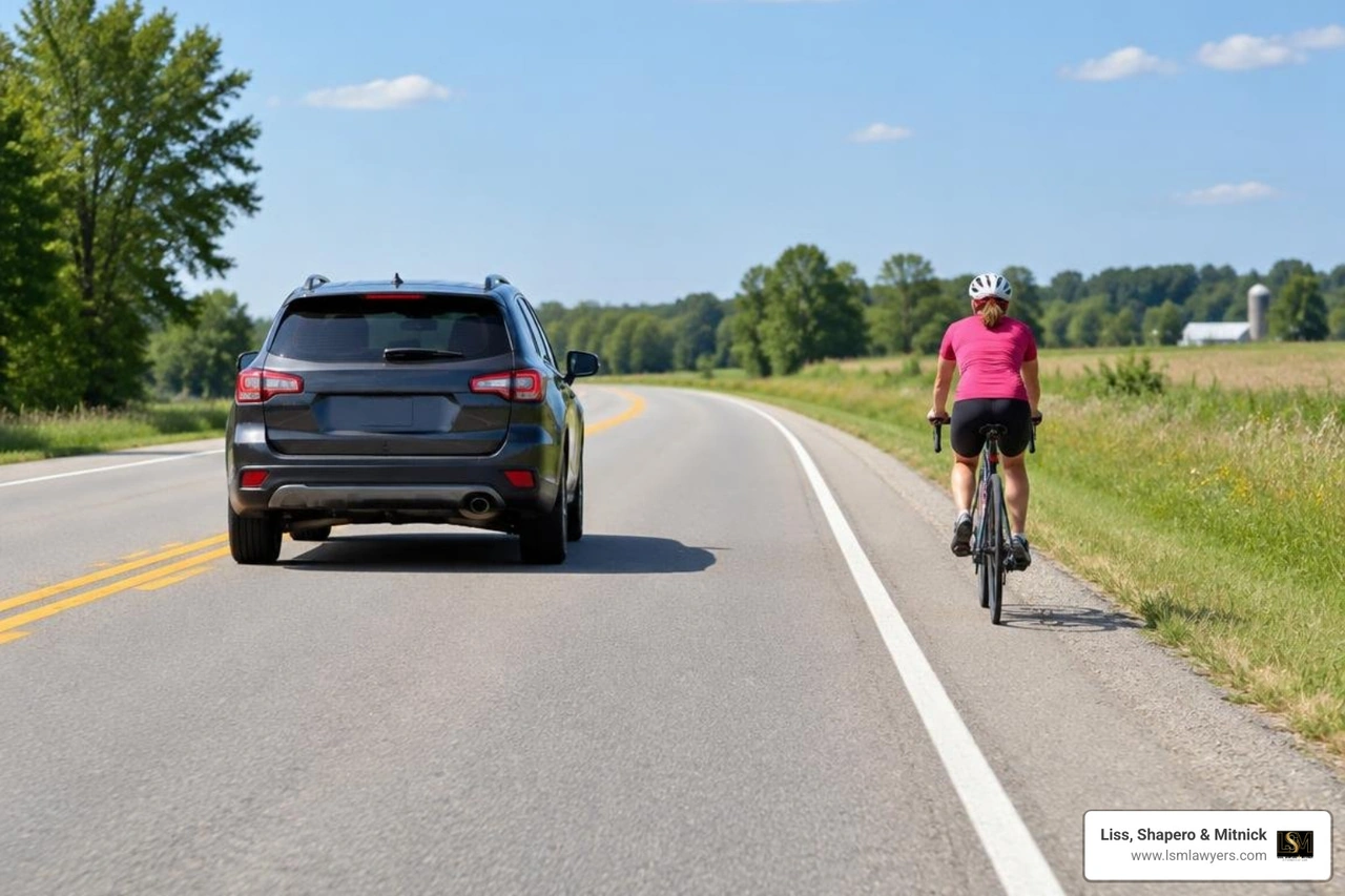 Motorist providing safe passing distance to cyclist Motorist providing safe passing distance to cyclist