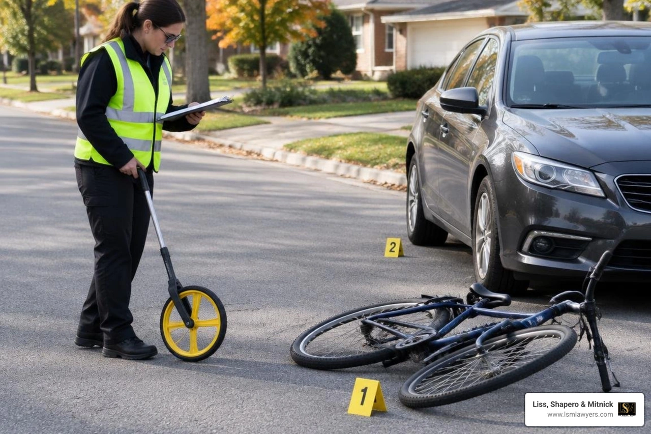 Accident reconstruction process documenting collision scene evidence Accident reconstruction process documenting collision scene evidence