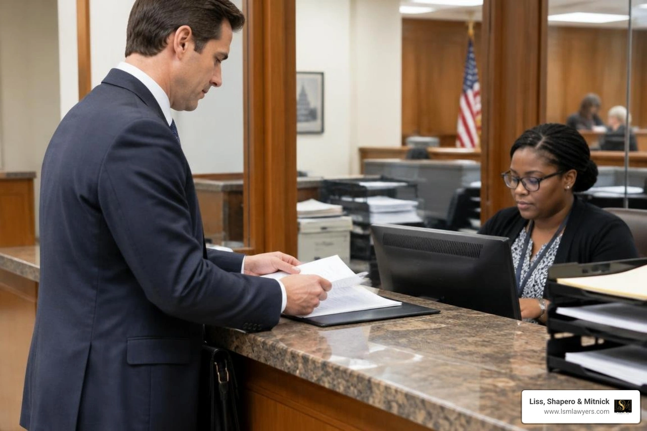 attorney filing formal civil pleadings at court clerk office attorney filing formal civil pleadings at court clerk office