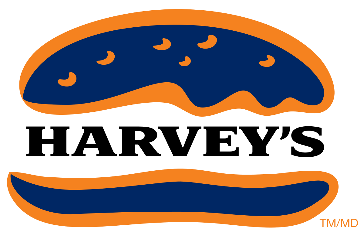 Stylized illustration of a sandwich with an orange outline and blue filling, featuring small orange details on the top part.