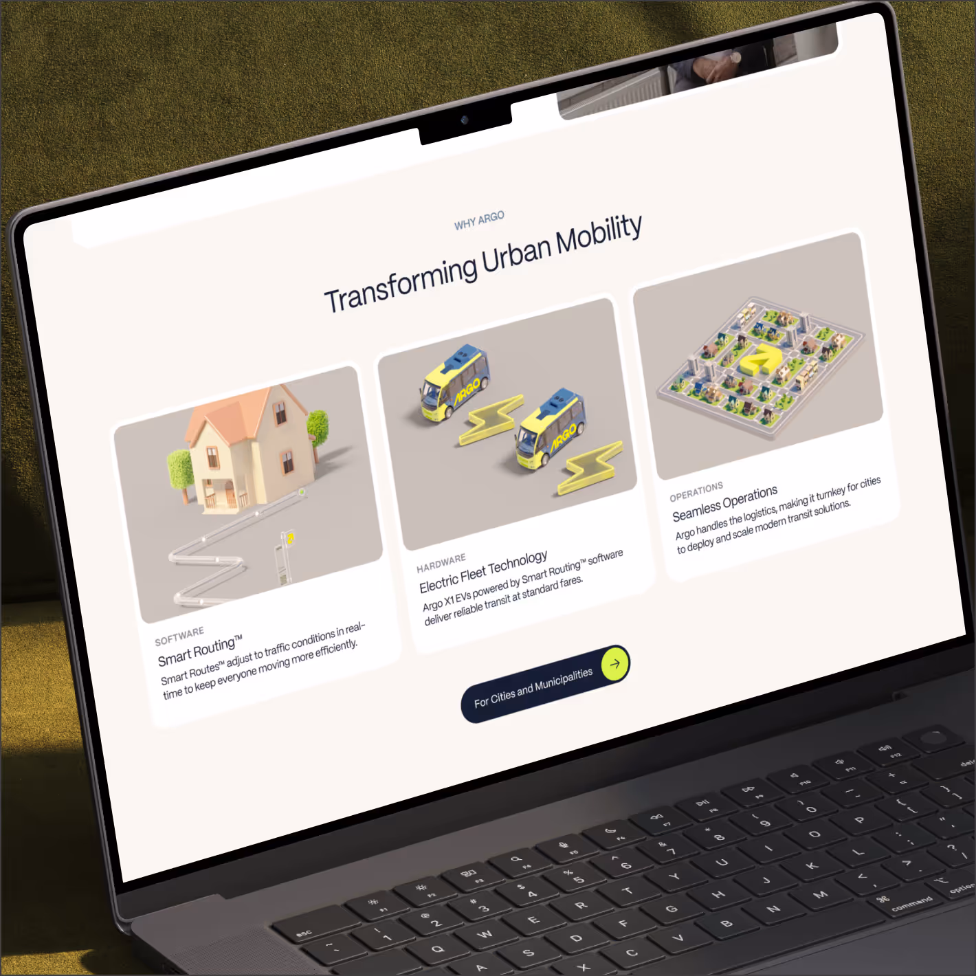 Mockups in desktop and mobile devices of Argo website.