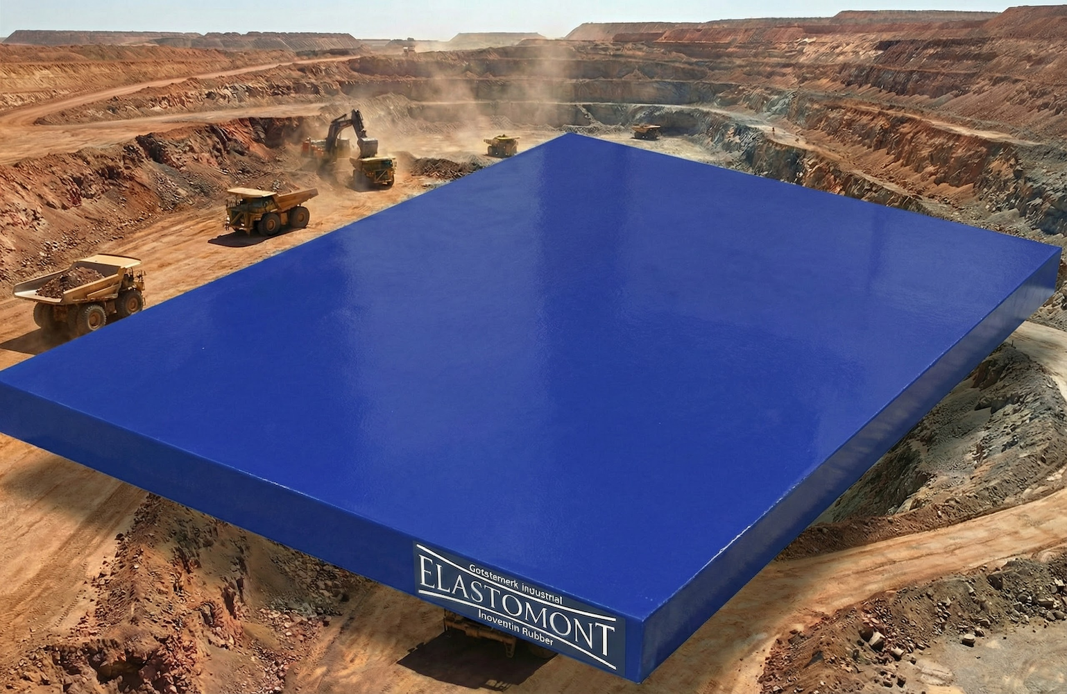 Plaque d'usure en polyuréthane elastoWear à surface lisse et faible friction, conçue pour résister à l'abrasion et faciliter l'écoulement des matériaux humides ou collants
