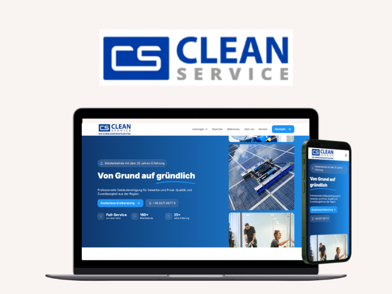 Webseiten Referenz von Clean Service GmbH