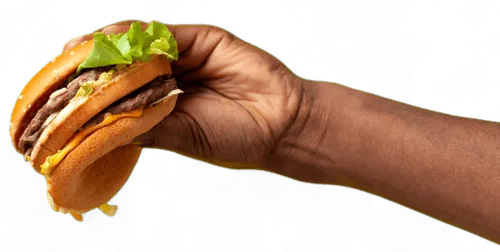 Hand holding burger