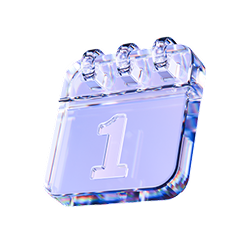 A purple technological calendar icon displaying the number one.