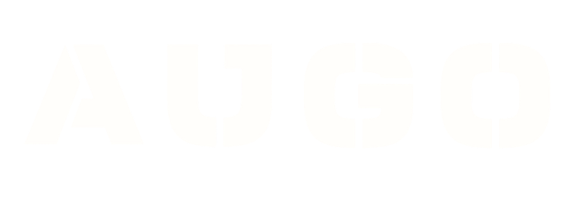 Logo displaying the stylized letters 'AUGO' in bold white font on a black background.