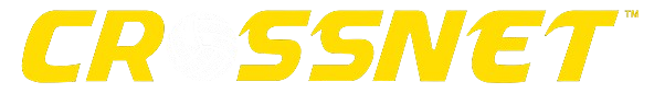 Crossnet logo with the letter O replaced by a volleyball graphic.