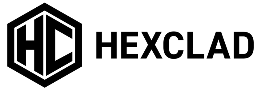 Hexclad logo featuring a hexagon shape with the letters H and C inside and the word HEXCLAD to the right.