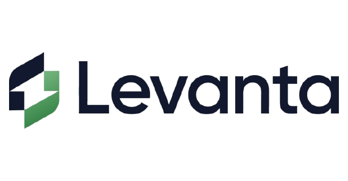 Levanta wordmark logo with stylized geometric icon in blue and green.