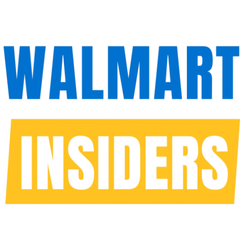 Text logo with the word WALMART in blue uppercase letters and INSIDERS in black uppercase letters on a yellow background.