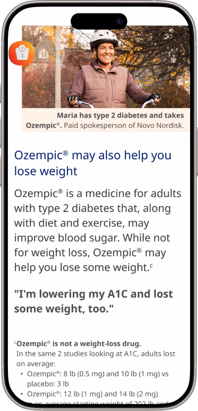 Ozempic Website Mobile mockup in an iphone frame