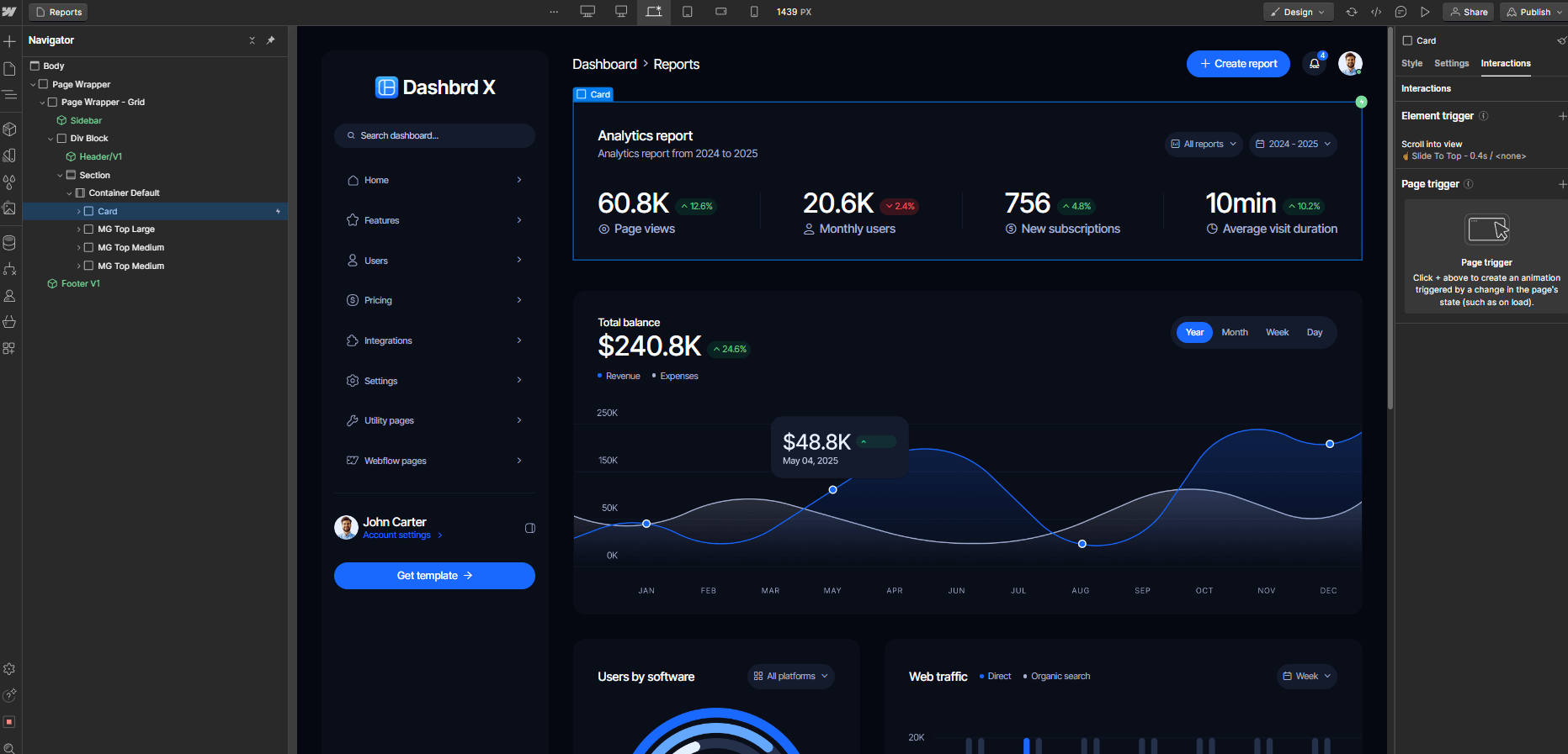Animations - Dashbrd X Webflow Template