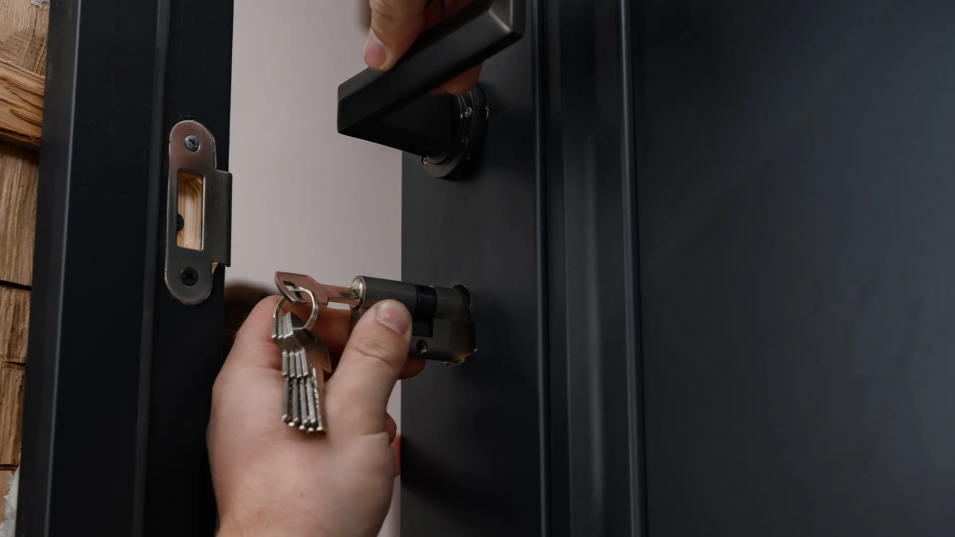 A closeup of a new lock and master key system being installed at a Hobart business by one of our locksmiths.