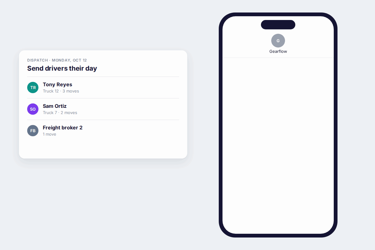Drivers getting their daily move list from Gearflow by text, app or email