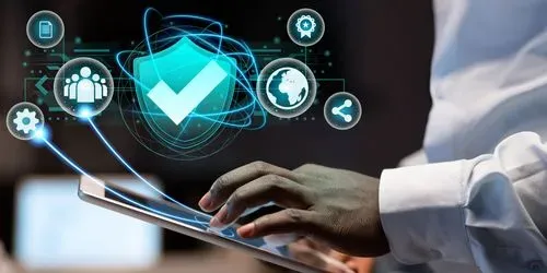 Man typing on a tablet