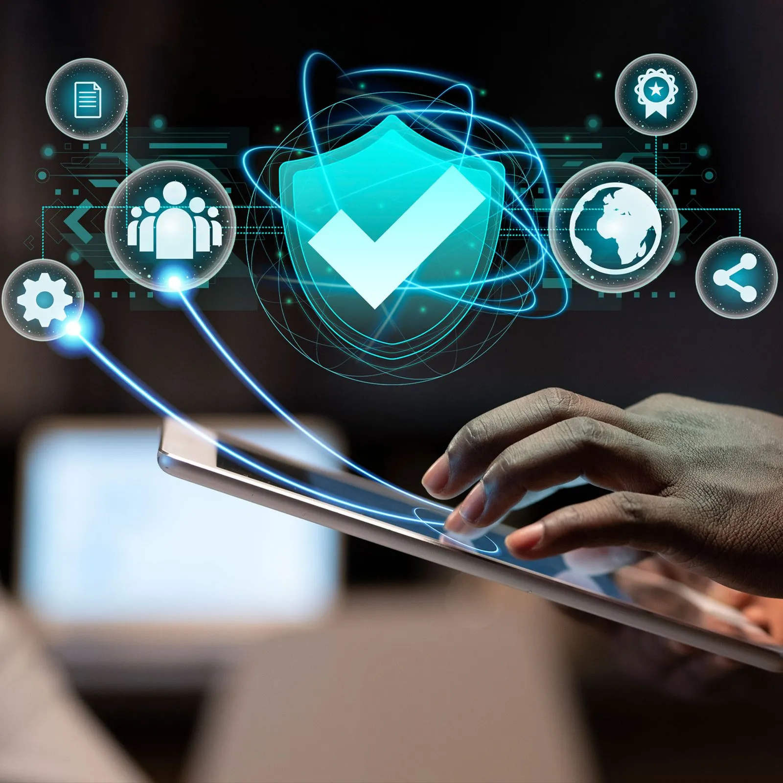 Man typing on a tablet