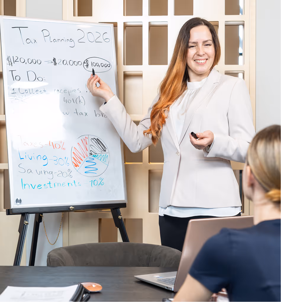 Tax professional presenting a 2026 tax planning