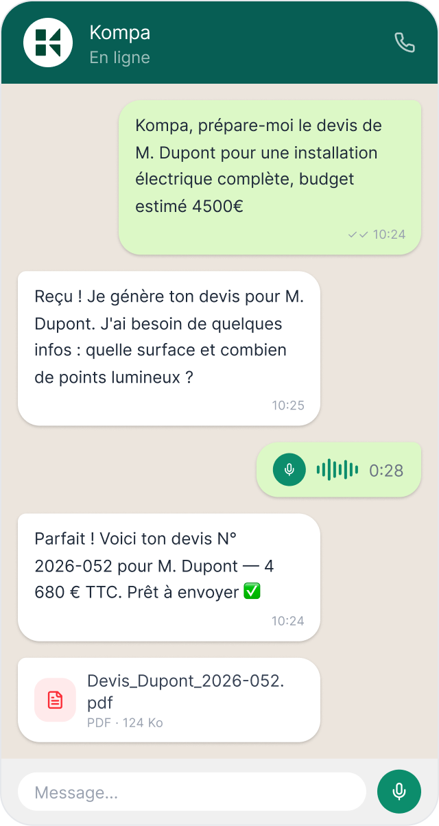 Kompa Assistant Whatsapp Conversation