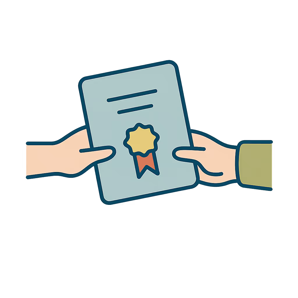 Ein Englischzertifikat wird übergeben