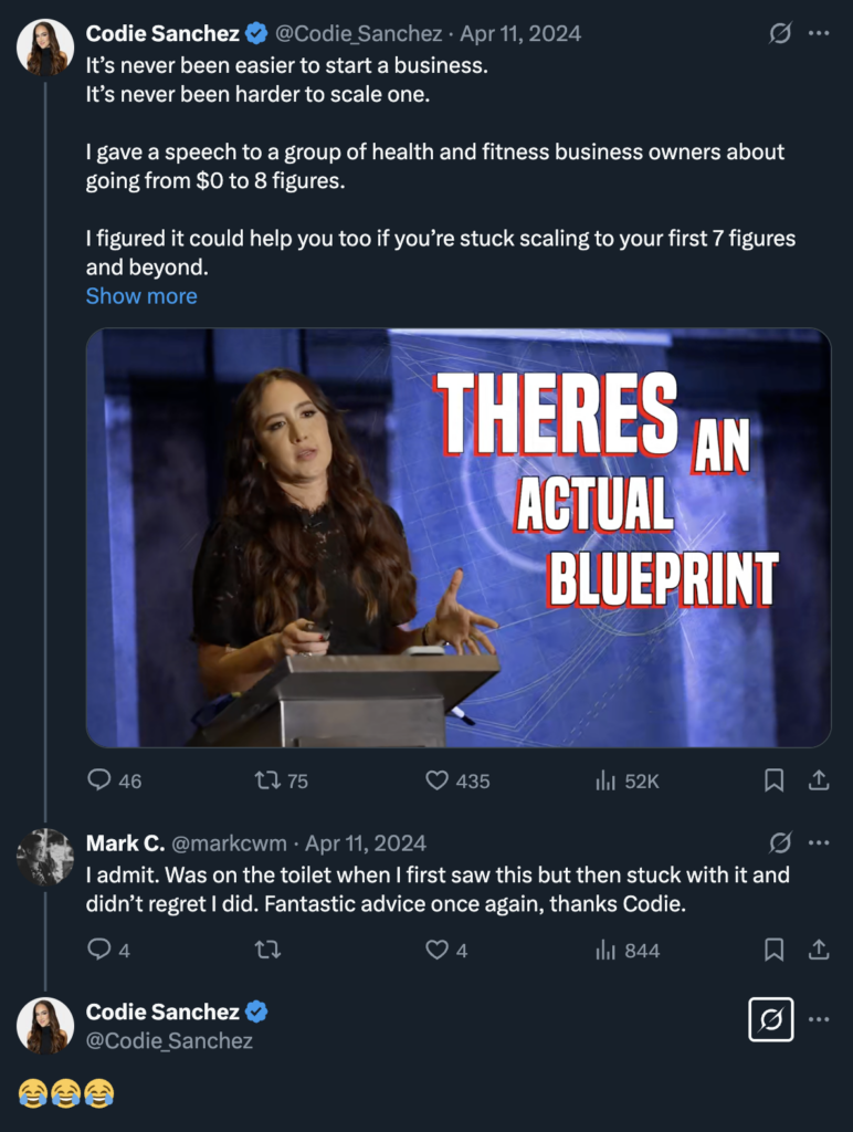 Codie Tweet Screenshot