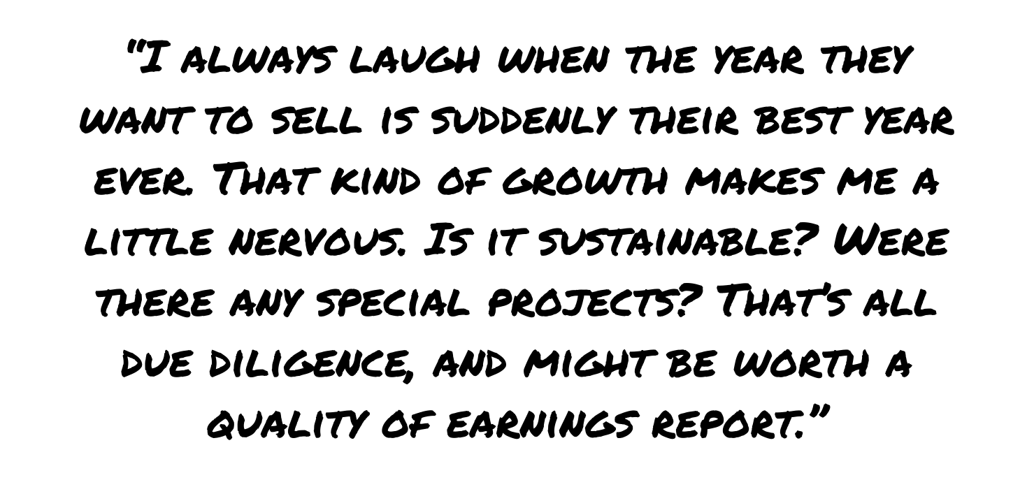 Quote expressing skepticism about HVAC business showing peak growth right before being listed for sale.