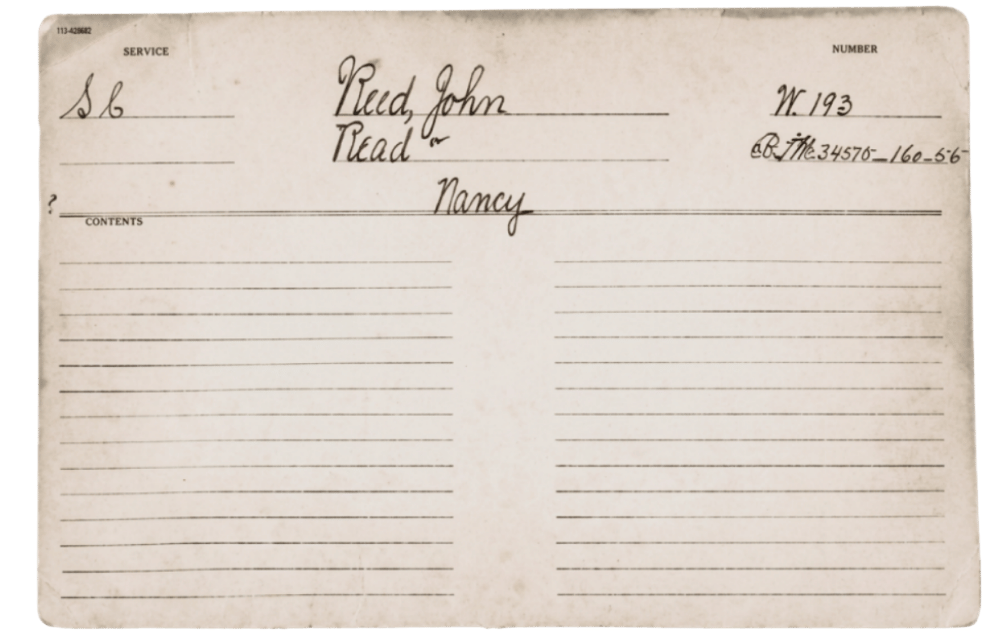 John Reed and Nancy Reed Revolutionary War pension and bounty-land warrant file cover, W193