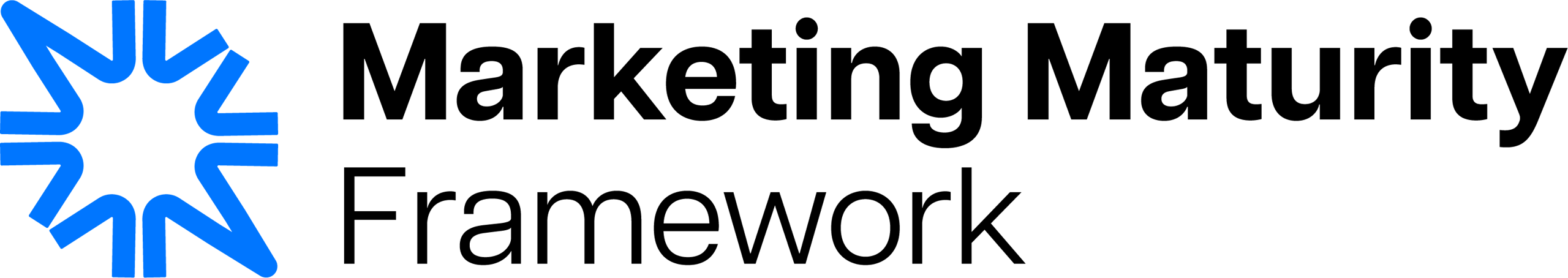 Logo featuring a blue abstract star-like shape with the words 'Marketing Maturity Framework' in black text to the right.