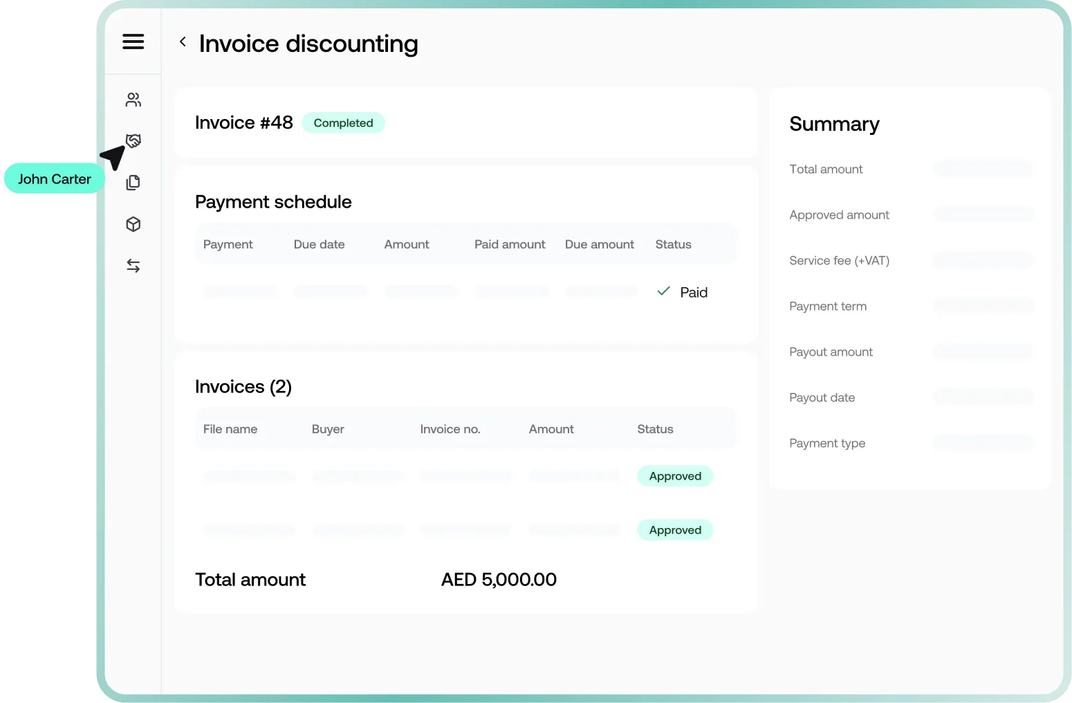 A picture of Invoice panel