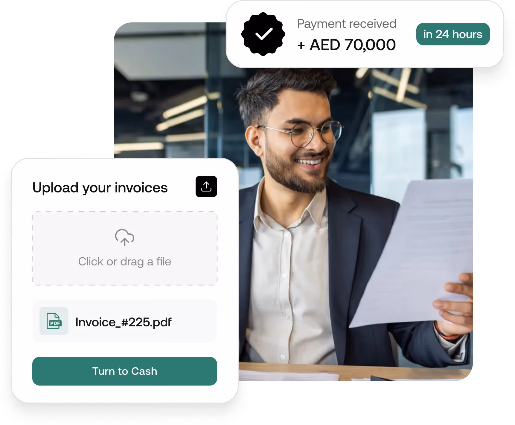 UAE SME business owner uploading invoices to get working capital in 24 hours.