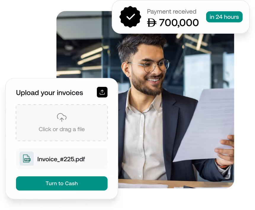 UAE SME business owner uploading invoices to get working capital in 24 hours.