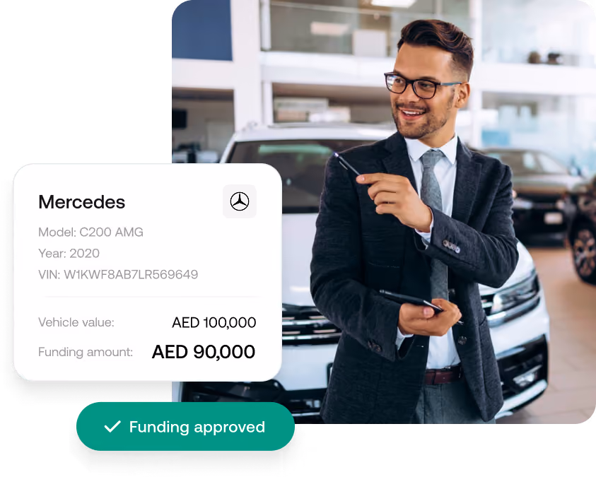 UAE car dealership showroom with vehicles financed through Comfi dealer financing