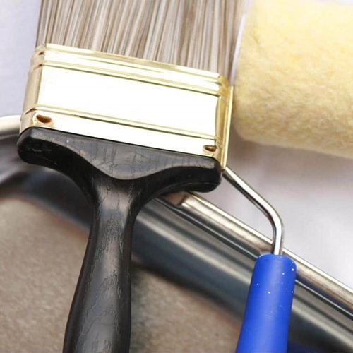 Large paint brush and roller