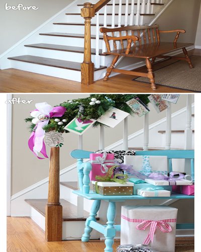 Traditional Wooden Bench in Foyer