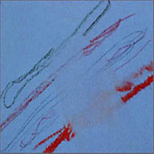 Painting surface with marks and red stripes