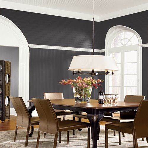Dining room with black shiplap