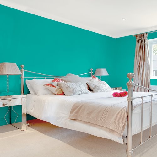 Bright Turquoise Green Bedroom