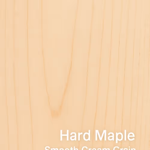 Polished hard maple wood with light creamy tone, fine straight grain, and soft matte finish.