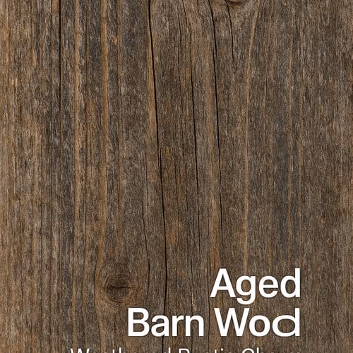 Weathered barn wood with rustic gray-brown tones, visible knots, cracks, and aged grain texture