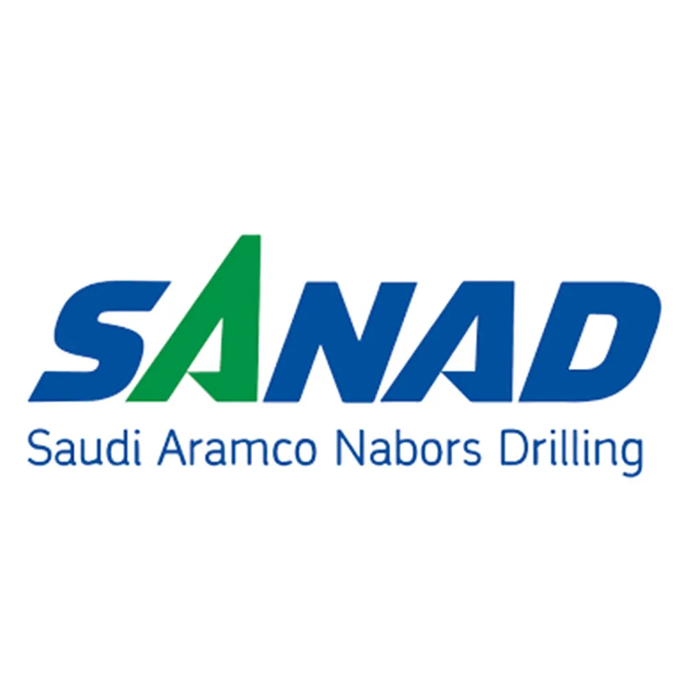SANAD logo with green A and blue text for Saudi Aramco Nabors Drilling.