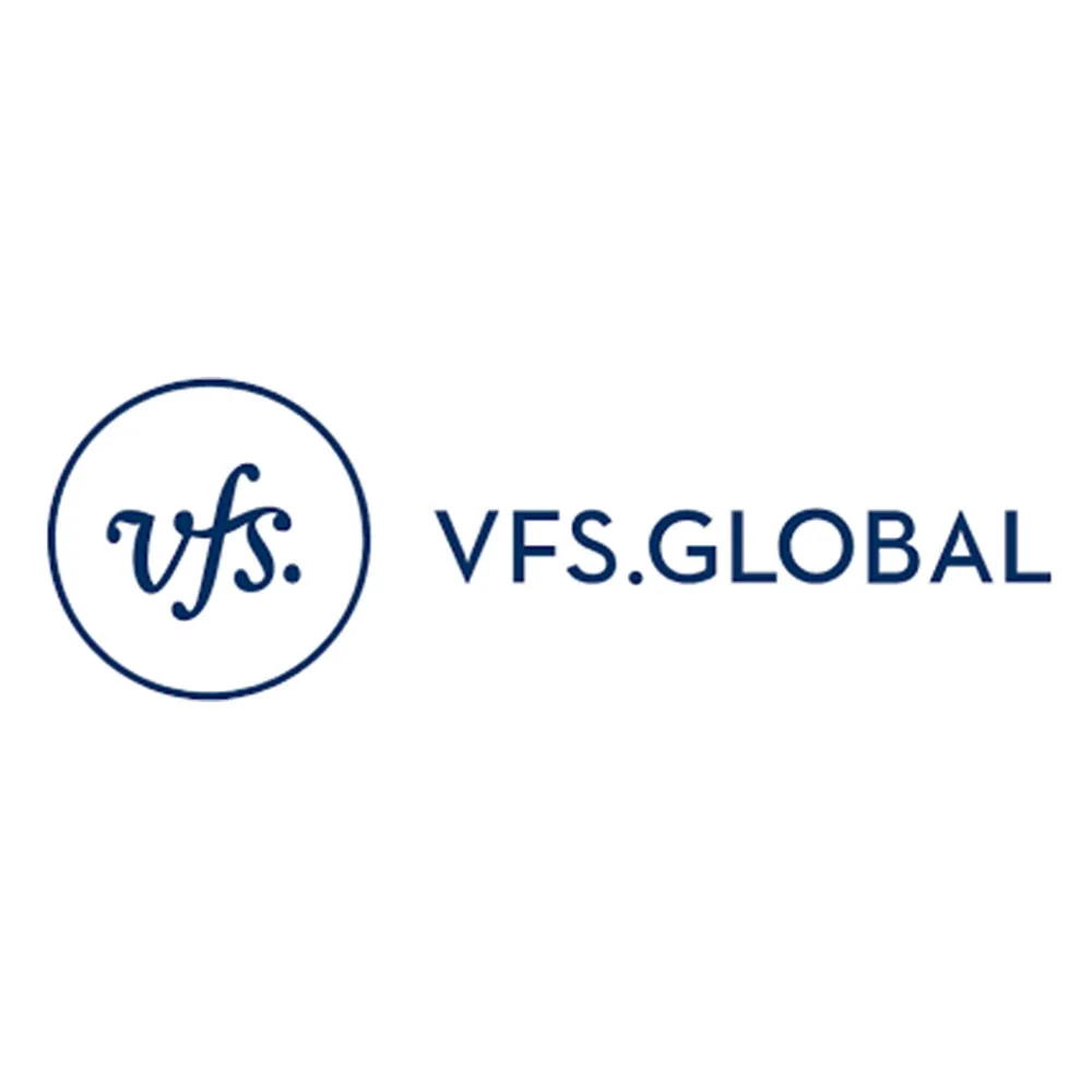 VFS Global company logo with stylized vfs inside a circle and VFS.GLOBAL text.