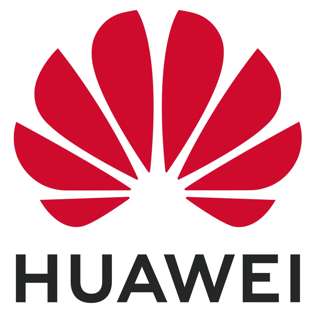 Huawei company logo in red above black text reading HUAWEI.