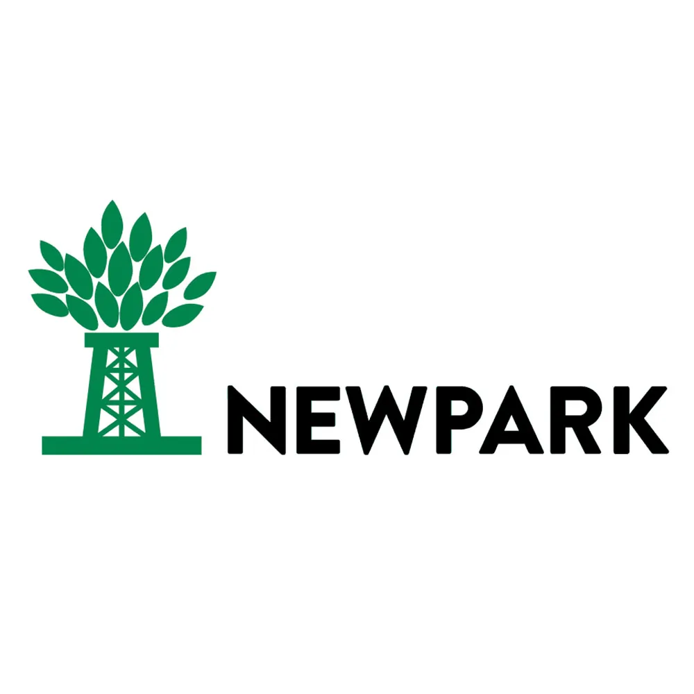 Green oil rig stylized as a tree with leaves next to the word NEWPARK in black capital letters.