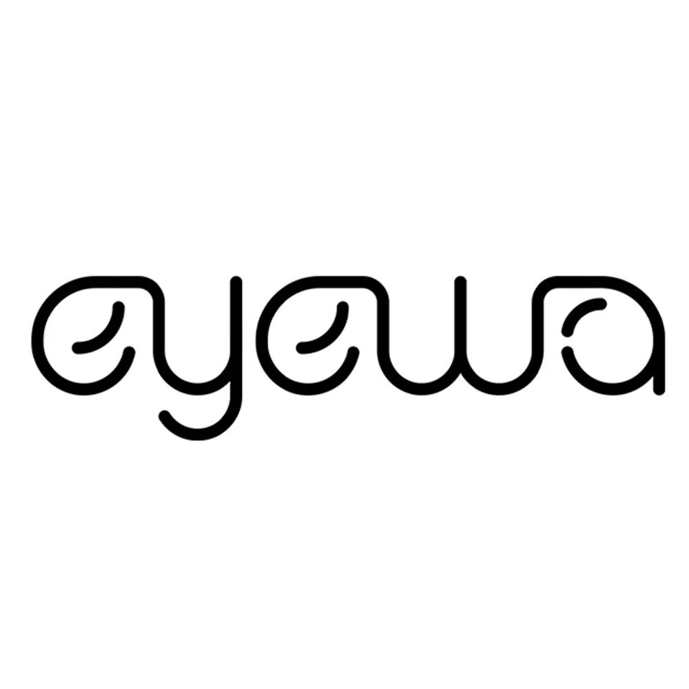 Word 'ayewa' in lowercase stylized black letters with rounded shapes and leaf-like lines inside letters.