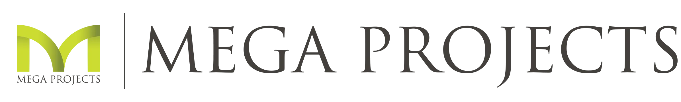 Mega Projects company logo with stylized green M and black text.