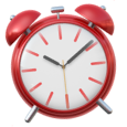 Réveil rouge vintage avec cadran blanc montrant 10 heures 09 minutes.