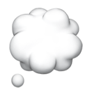 Bulle de pensée blanche en style dessin animé sur fond transparent.