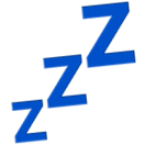 Trois lettres majuscules Z bleues de tailles décroissantes représentant le sommeil.