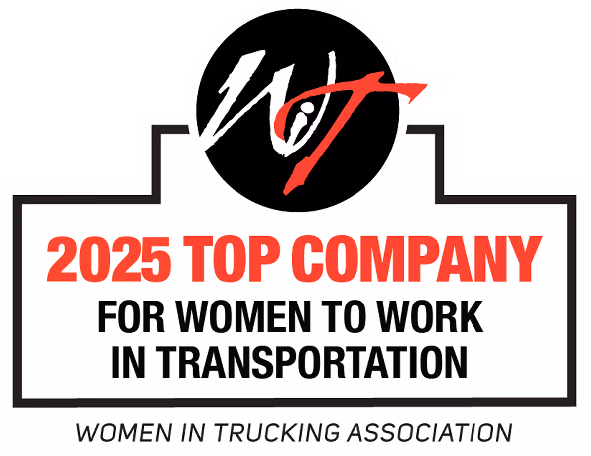 Distintivo della Women in Trucking Association 2025 Migliore azienda per donne che lavorano nei trasporti.
