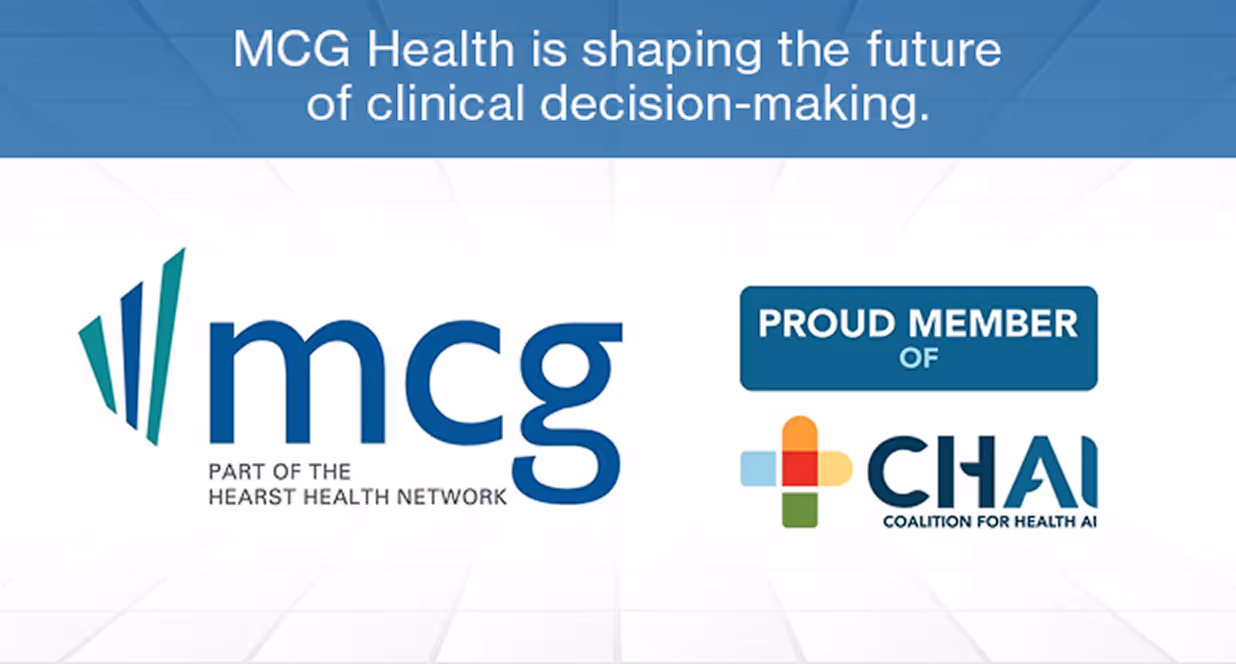 MCG logo alongside Coalition for Health AI (CHAI) logo.