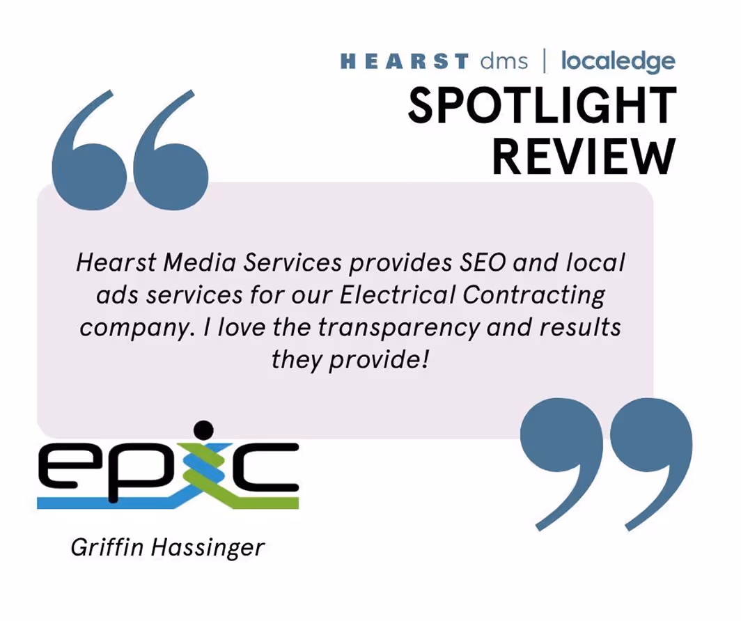 Pop up bubble of feedback on Hearst DMS Localedge service.